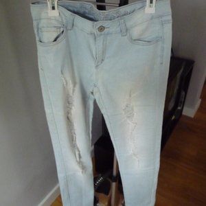 WAX women's distressed light wash slim fit jeans size 13